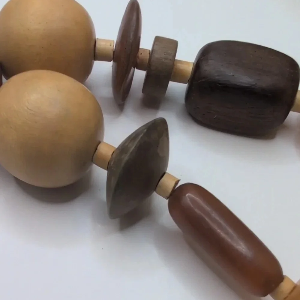 🤎💛 Statement Chunky Wooden Bead Necklace - Earthy Tones